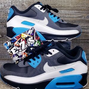 Nike Air Max 90 LTR Black Blue Shoes CD6864-005 Youth Size 5Y Size 6.5